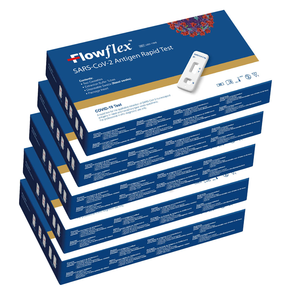 Set 5 teste rapide covid-19 antigen, flowflex, acon labs usa, pentru uz profesional